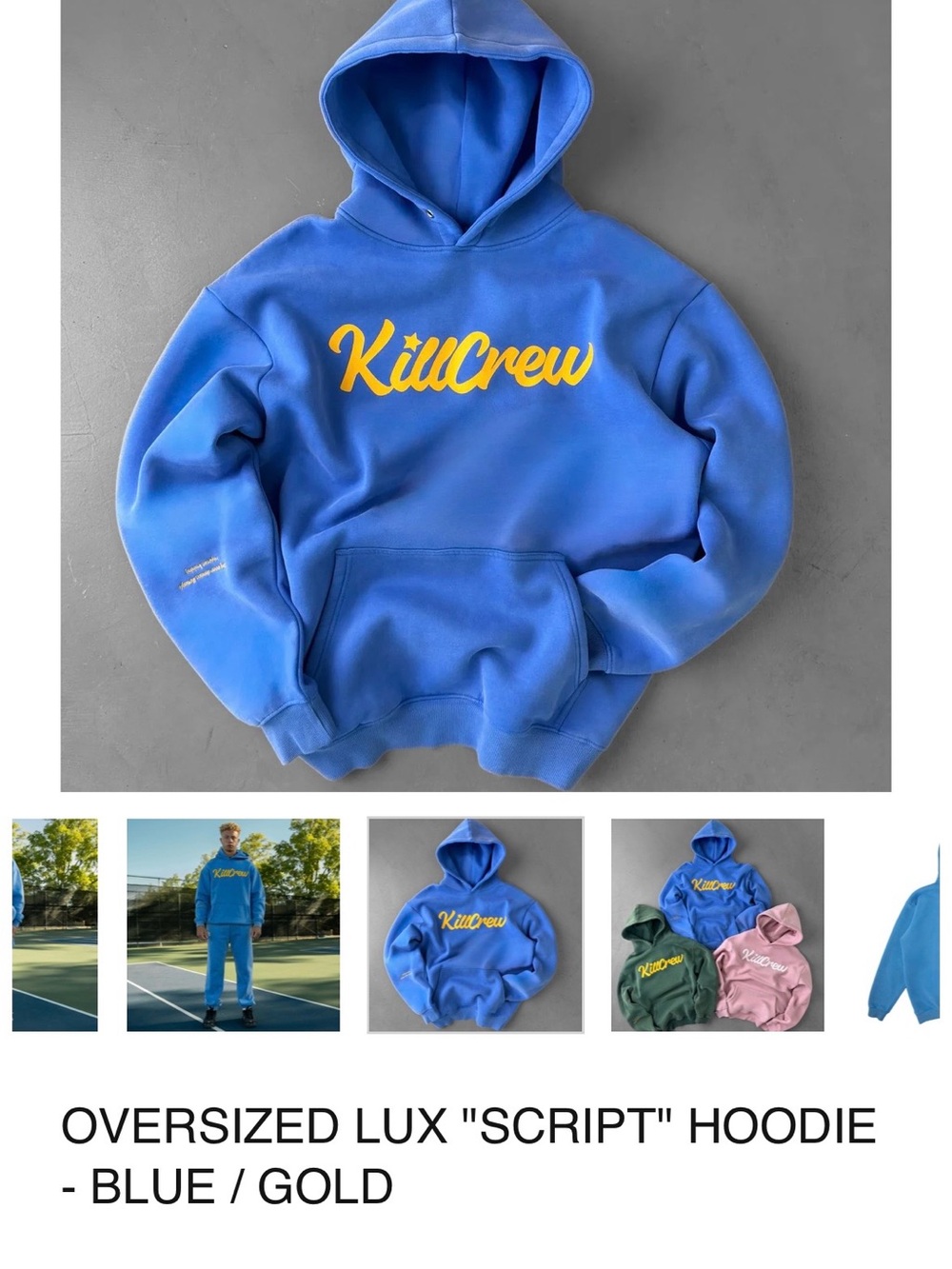 Kill Crew Oversized Lux Script Hoodie - Blue